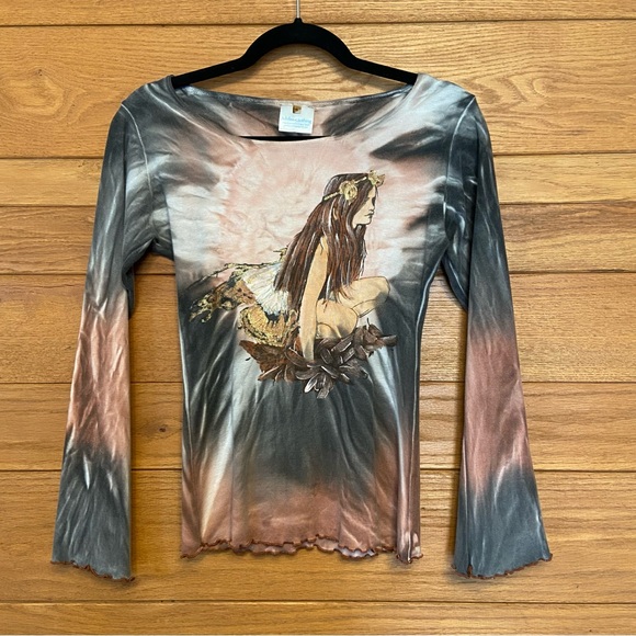 Vintage Tops - Y2K fairy hand painted tie dye shirt